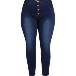 Second Script Curve BUTTON DETAIL Jeans Skinny Fit dark blue denim. Niebieskie jeansy damskie relaxed fit marki Second Script Curve. Za 179,00 zł.