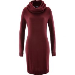 Sukienka dzianinowa z golfem bonprix czerwony klonowy. Czerwone sukienki dzianinowe marki bonprix, z golfem. Za 74,99 zł.