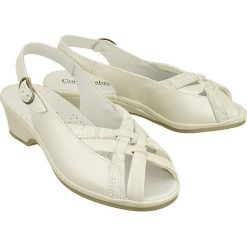 COMFORTABEL 710818-3 weiss, sandały damskie. Koturny damskie Comfortabel, w paski, bez obcasa, na koturnie, z paskami. Za 219,90 zł.