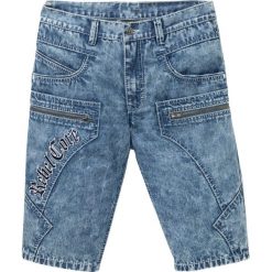 Bermudy dżinsowe Regular Fit bonprix niebieski "medium bleached". Niebieskie jeansy męskie bonprix, m, z haftami. Za 134,99 zł.
