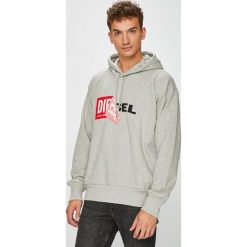 Diesel - Bluza. Szare bluzy męskie Diesel, s, z nadrukiem, z bawełny, z kapturem, bez rękawów, z kapturem. W wyprzedaży za 359,90 zł.