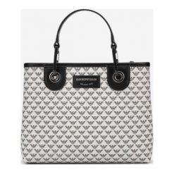 Emporio Armani Torebka Biały. Białe torebki klasyczne damskie Emporio Armani, w paski, z materiału, bez dodatków. Za 671,95 zł.