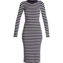GStar EXLY STRIPE R DRESS KNIT L/S Sukienka dzianinowa osaka blue/off white. Niebieskie sukienki damskie marki G-Star, s, bez wzorów, z elastanu, bez kołnierzyka, bez rękawów. W wyprzedaży za 412,30 zł.