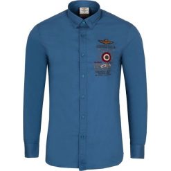 Koszula Aeronautica Militare. Niebieskie koszule męskie m, bez wzorów, z włoskim kołnierzykiem, bez rękawów. Za 319,00 zł.