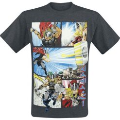 Thor Anime Panels T-Shirt odcienie ciemnoszarego. Szare t-shirty męskie z nadrukiem marki Thor, xl, z okrągłym kołnierzem. Za 74,90 zł.