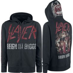 Slayer Reign In Blood Bluza z kapturem rozpinana czarny. Czarne bluzy męskie marki Slayer, xl, z nadrukiem, z kapturem. Za 224,90 zł.