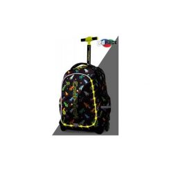 Świecący plecak szkolny na kółkach CoolPack Junior LED 24 L, ROCKETS + ŁADOWARKA. Czarne plecaki męskie marki CoolPack, w kolorowe wzory, z materiału, biznesowe. Za 350,90 zł.