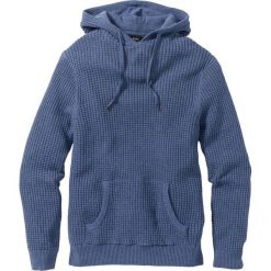 Sweter z kapturem Regular Fit bonprix niebieski dżins melanż. Niebieskie swetry klasyczne męskie bonprix, l, melanż, z kapturem. Za 74,99 zł.