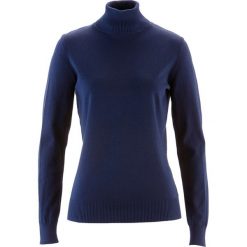 Sweter z golfem bonprix ciemnoniebieski. Niebieskie swetry damskie bonprix, bez wzorów, z dzianiny, z długim rękawem. Za 54,99 zł.