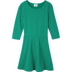 Sukienka shirtowa z rękawami 3/4 bonprix zielony miętowy - biały w kropki. Zielone sukienki dziewczęce bonprix, z nadrukiem, z dzianiny, bez rękawów, rozkloszowane. Za 44,99 zł.