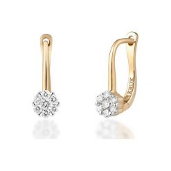 Piękne Złote Kolczyki - złoto żółte 585, Brylant 0,19ct. Żółte kolczyki damskie W.KRUK, z brylantem, złote. Za 2390,00 zł.