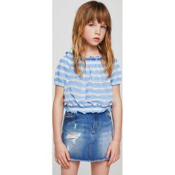 Mango Kids - Top dziecięcy Marta 110-164 cm. Szare topy damskie marki Mango Kids, z bawełny, z dekoltem w łódkę. W wyprzedaży za 39,90 zł.