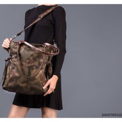 AMBER - duża torba - shopper - moro. Żółte torby damskie na zakupy Pakamera, moro, z tkaniny, na ramię, duże, bez dodatków. Za 151,00 zł.