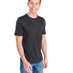 Armani Exchange Koszulka Czarny. Czarne podkoszulki męskie Armani Exchange, l, z haftami, z bawełny, bez kołnierzyka, krótkie. Za 283,95 zł.