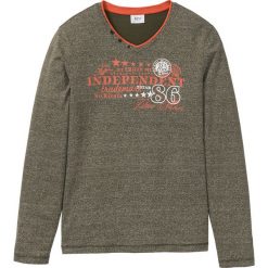 Shirt z długim rękawem melanżowy bonprix ciemnooliwkowy melanż. Zielone koszulki męskie marki bonprix, s, z aplikacjami, z bawełny, bez kołnierzyka, z długim rękawem, długie. Za 44,99 zł.