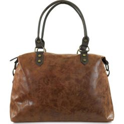 Torebki klasyczne damskie: Skórzana torba w kolorze karmelowym – 43 x 34 x 13 cm