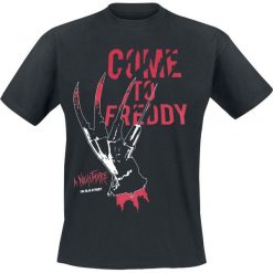 Koszmar z ulicy Wiązów Come To Freddy T-Shirt czarny. Czarne koszulki męskie Koszmar z ulicy Wiązów, l, z nadrukiem, street, z okrągłym kołnierzem. Za 79,90 zł.