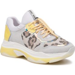 Sneakersy BRONX - 66167-CH BX 1525 L.Grey/Leopard/Yellow 3005. Szare półbuty damskie Bronx, ze skóry. W wyprzedaży za 319,00 zł.