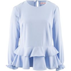 Bluzka z baskinką, z kolekcji Maite Kelly bonprix perłowy niebieski. Niebieskie koszulki damskie marki bonprix, bez wzorów, bez kołnierzyka. Za 54,99 zł.