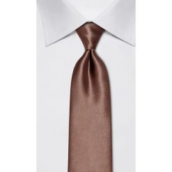 Krawaty męskie: Jedwabny krawat w kolorze brązowym – szer. 8 cm