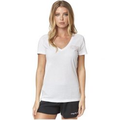 FOX T-Shirt Damski Tracker Ss V Neck Tee Xl Biały. Białe koszulki damskie marki FOX, xl, bez wzorów, bez kołnierzyka, z krótkim rękawem. Za 117,00 zł.