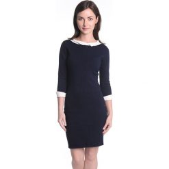 Sukienka w kolorze granatowym. Niebieskie sukienki damskie Far Far Fashion, Ryłko by Agnes&Paul, bez wzorów, z okrągłym kołnierzem, bez rękawów. W wyprzedaży za 79,95 zł.