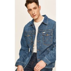 Wrangler - Kurtka jeansowa. Niebieskie płaszcze męskie Wrangler, s, bez wzorów, z bawełny, krótkie, bez kaptura. Za 449,90 zł.
