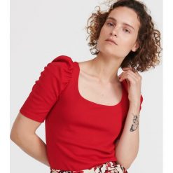 T-shirt z bufiastymi rękawami - Czerwony. Czerwone t-shirty damskie Reserved, s, bez wzorów, bez kołnierzyka. Za 49,99 zł.