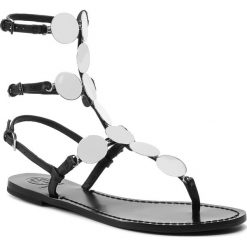 Sandały TORY BURCH - Patos Disk Gladiator 53690 Perfect Black/Silver 043. Czarne klapki damskie Tory Burch, bez wzorów, ze skóry, bez obcasa, na obcasie. W wyprzedaży za 1149,00 zł.
