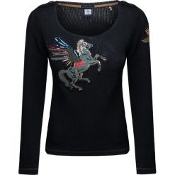 Sweter AERONAUTICA MILITARE Czarny. Czarne swetry klasyczne damskie marki Aeronautica Militare, z aplikacjami, z dzianiny. Za 721,00 zł.