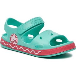 Sandały COQUI - Fobee 8852 Mint/New Rouge. Zielone sandały dziewczęce Coqui, z tworzywa sztucznego, bez zapięcia. W wyprzedaży za 64,99 zł.