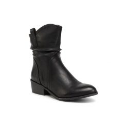 DeeZee WS8991-03. Czarne botki damskie DeeZee, ze skóry ekologicznej, bez obcasa, bez zapięcia. Za 129,99 zł.