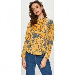 Vero Moda - Bluzka Olivia. Niebieskie bluzki damskie Vero Moda, na co dzień, s, w kwiaty, z poliesteru, casualowe, ze stójką, bez rękawów. W wyprzedaży za 79,90 zł.