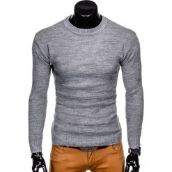 SWETER MĘSKI E135 - SZARY. Czarne swetry klasyczne męskie marki Inny, m, z bawełny. Za 49,00 zł.