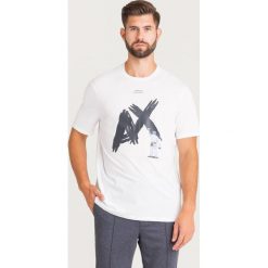 T-SHIRT ARMANI EXCHANGE. Białe t-shirty męskie xl, z nadrukiem, z bawełny, z okrągłym kołnierzem. Za 125,40 zł.