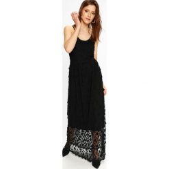 Vero Moda - Sukienka Rapunzel. Czarne sukienki damskie Vero Moda, s, z aplikacjami, z bawełny, eleganckie, z okrągłym kołnierzem, bez rękawów, maxi, rozkloszowane. W wyprzedaży za 179,90 zł.