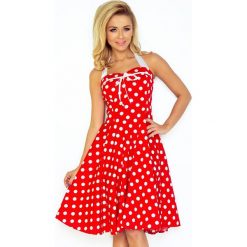 Sukienki: Rockabilly pin up sukienka – CZERWONA w białe kropki – BEZ GORSETU Z