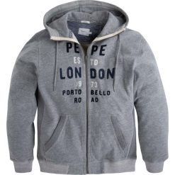 Bluza z kapturem zapinana na zamek. Szare bluzy męskie rozpinane marki Pepe Jeans, l, z bawełny, z długim rękawem, długie, z kapturem. Za 264,56 zł.