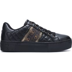 Guess Mayby Tenisówki Czarny. Czarne trampki i tenisówki damskie Guess, z aplikacjami, z materiału, bez zapięcia. Za 450,95 zł.