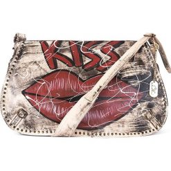 Torebki klasyczne damskie: Skórzana torebka w kolorze czerwono-kremowym - 43 x 28 x 6 cm