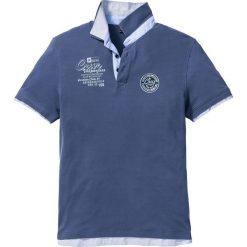 Shirt polo z podwójnym kołnierzykiem bonprix indygo. Niebieskie koszulki męskie bonprix, s, bez wzorów, polo, bez rękawów. Za 74,99 zł.