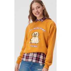 Bluza ze zwierzakiem - Żółty. Żółte bluzy damskie Sinsay, s, bez wzorów, bez rękawów, bez kaptura. Za 39,99 zł.