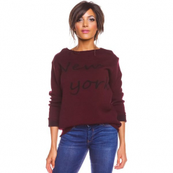 Sweter "New York" w kolorze bordowym. Czerwone swetry oversize damskie marki So Cachemire, s, z kaszmiru. W wyprzedaży za 173,95 zł.