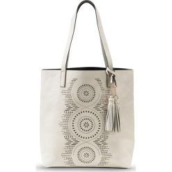 Shopper bag damskie: Torba shopper z wycinanym laserowo wzorem bonprix beżowy
