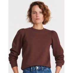 Gładka bluza z bufkami - Brązowy. Pomarańczowe bluzy damskie Reserved, s, bez wzorów, bez rękawów, bez kaptura. Za 69,99 zł.