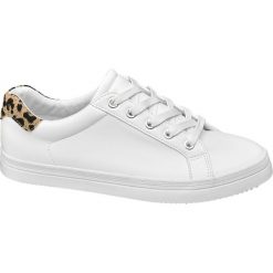 Białe sneakersy damskie Graceland z elementem w cętki Graceland białe. Białe sneakersy damskie Graceland, z materiału. Za 79,90 zł.