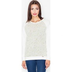 Jasnoszara Bluza z Geometryczną Fakturą. Szare bluzki damskie Molly.pl, l, bez wzorów, z jeansu, bez rękawów, bez kaptura. Za 149,00 zł.