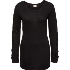 Sweter dzianinowy bonprix czarny. Czarne swetry damskie bonprix, bez wzorów, z dzianiny, eleganckie, bez rękawów, bez kaptura. Za 89,99 zł.