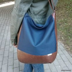 Shopper bag damskie: granatowa torba worek, listonoszka worek granat