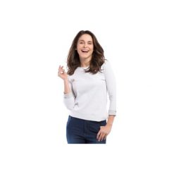 Bluzka damska z rękawem 3/4 w paski. Szare bluzki damskie TXM, w paski, bez kołnierzyka, bez rękawów. Za 23,99 zł.